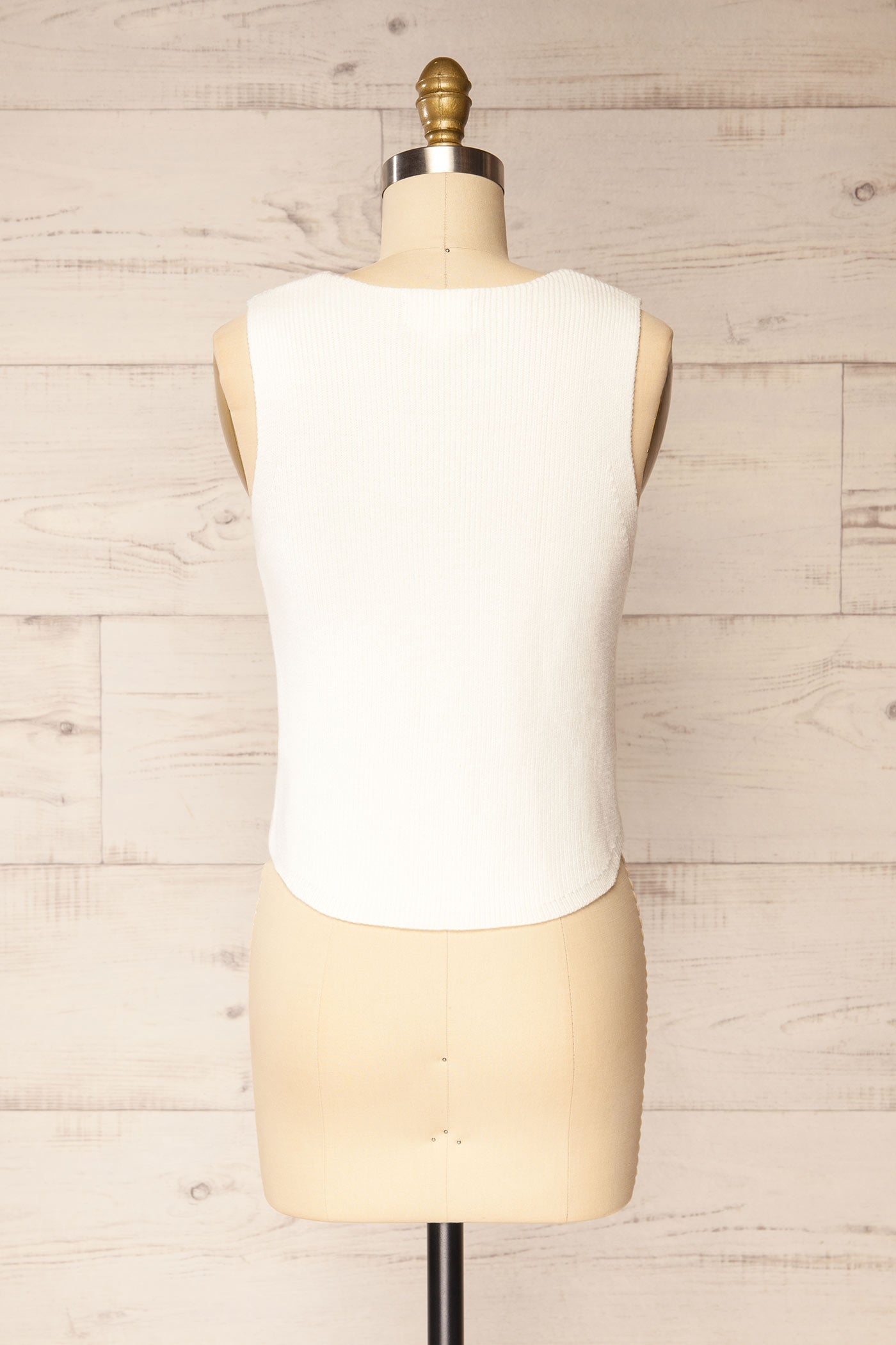 Back view Kaithal Ribbed Knit Vest with Gold Buttons at la petite garçonne