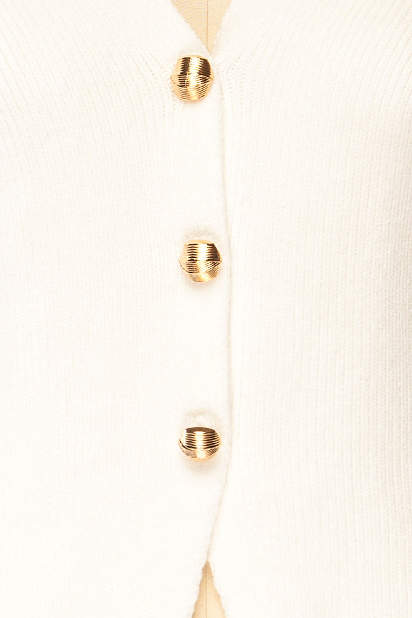 Close-up view Kaithal Ribbed Knit Vest with Gold Buttons at la petite garçonne