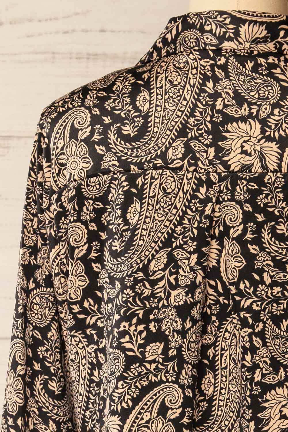 back of sewing mannequin wearing Kalyan Cropped Paisley Print Shirt from La petite garçonne 