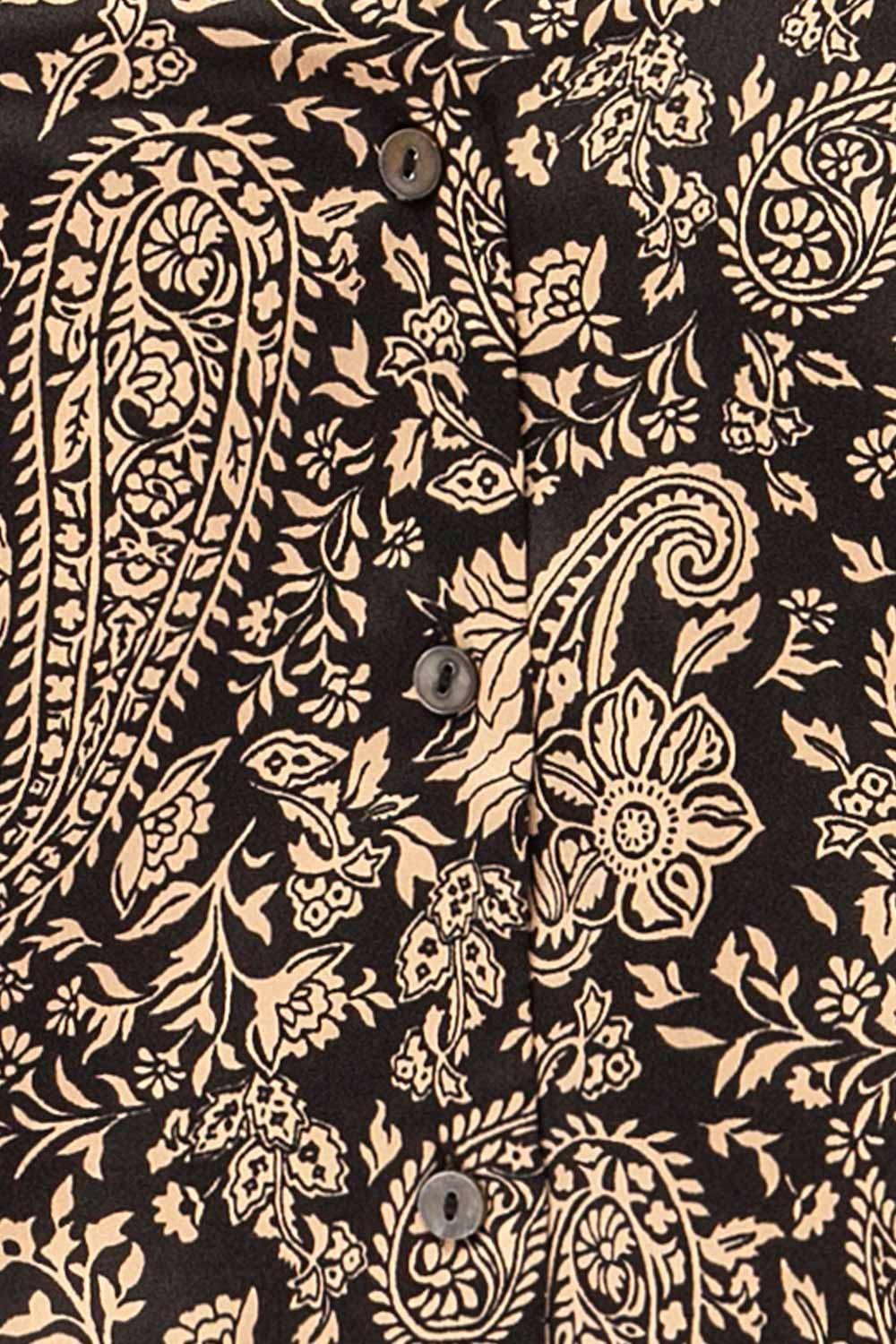 fabric of sewing mannequin wearing Kalyan Cropped Paisley Print Shirt from La petite garçonne