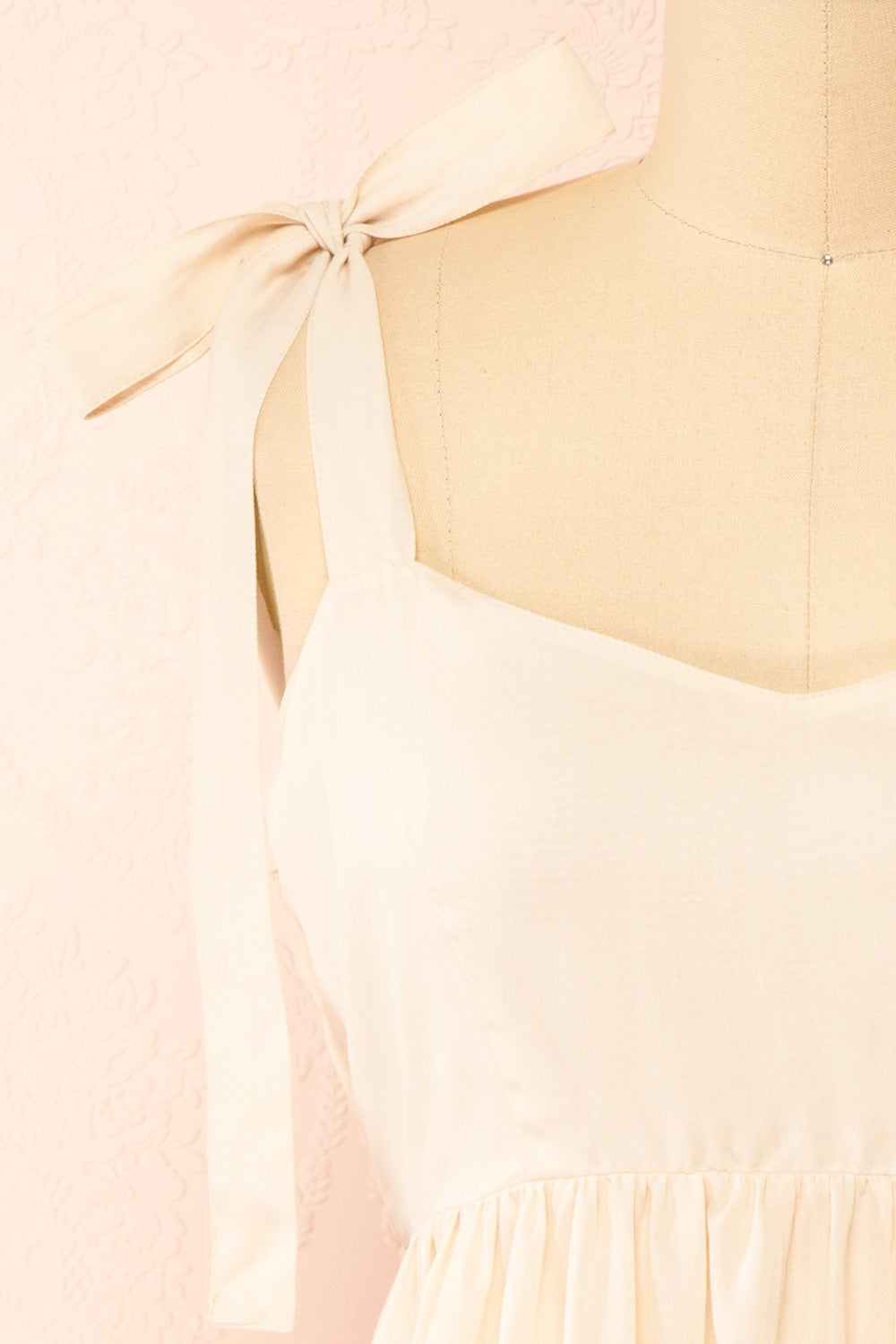 Kamet Beige Babydoll Dress w/ Bow Straps | Boutique 1861 front 