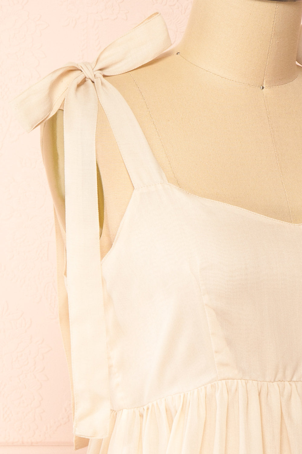 Kamet Beige Babydoll Dress w/ Bow Straps | Boutique 1861 side