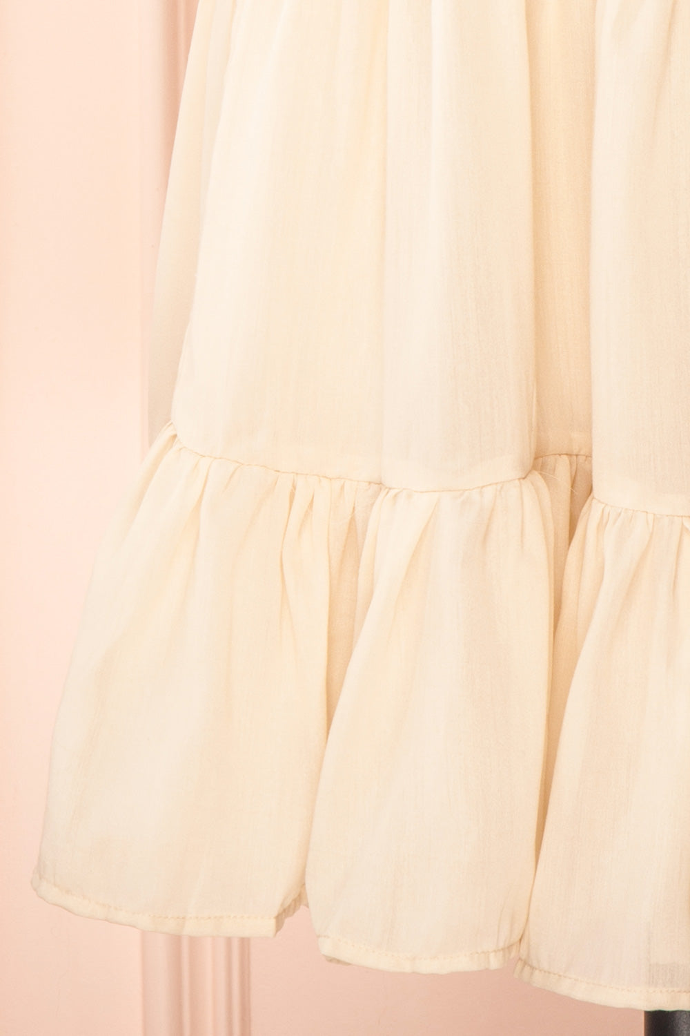Kamet Beige Babydoll Dress w/ Bow Straps | Boutique 1861 bottom