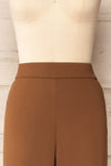 Kampala Brown High-Waisted Wide-Leg Pants | La petite garçonne  front close-up