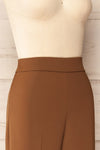 Kampala Brown High-Waisted Wide-Leg Pants | La petite garçonne  side close-up