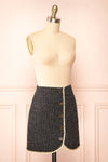 Kannon Short A-Line Black Tweed Skirt | Boutique 1861  side view