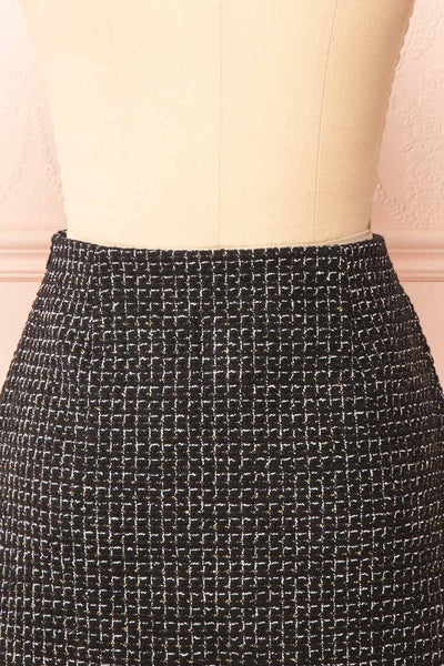 Kannon Short A-Line Black Tweed Skirt | Boutique 1861  back view