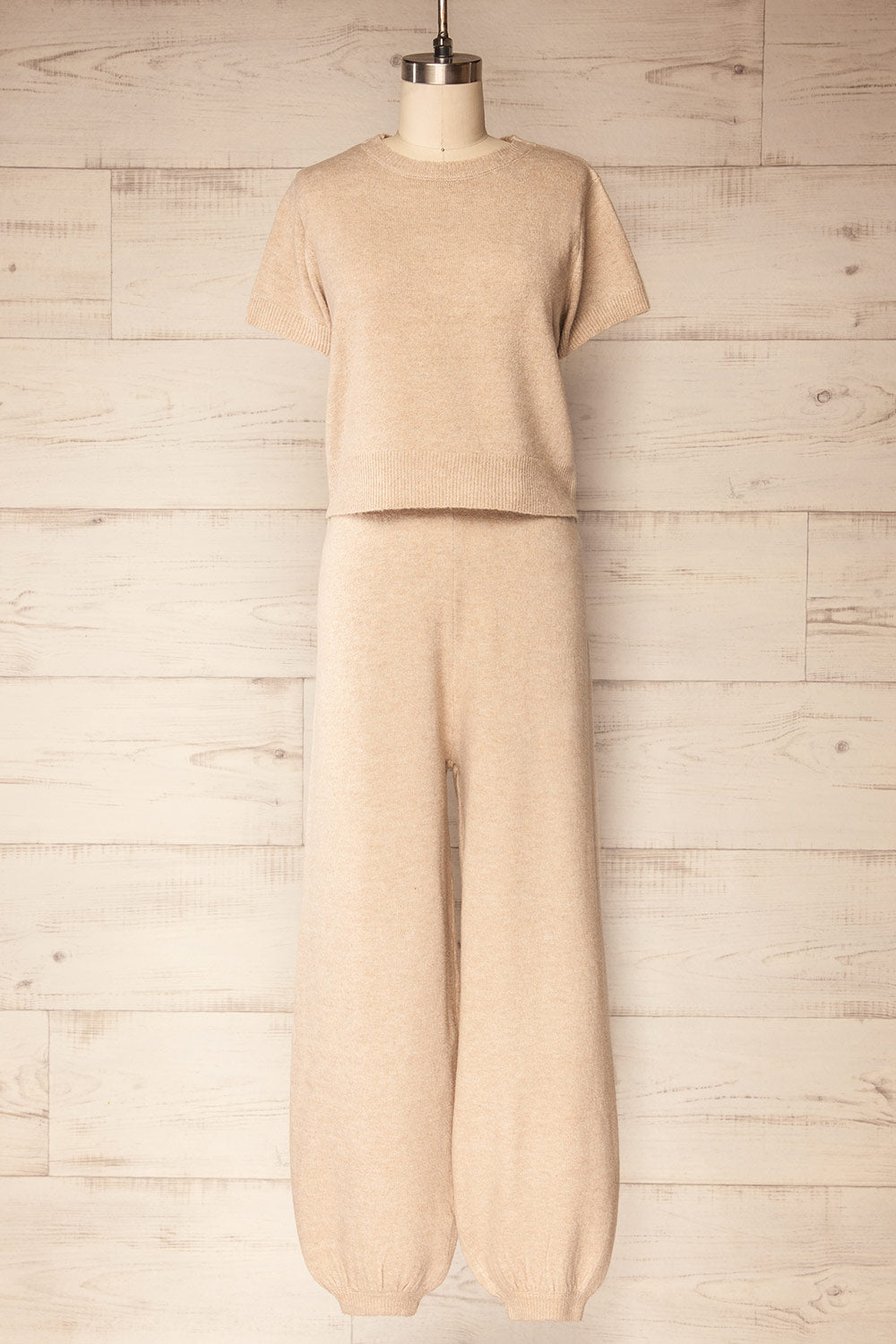 Kano Beige Knitted Set with Scarf | La petite garçonne front view