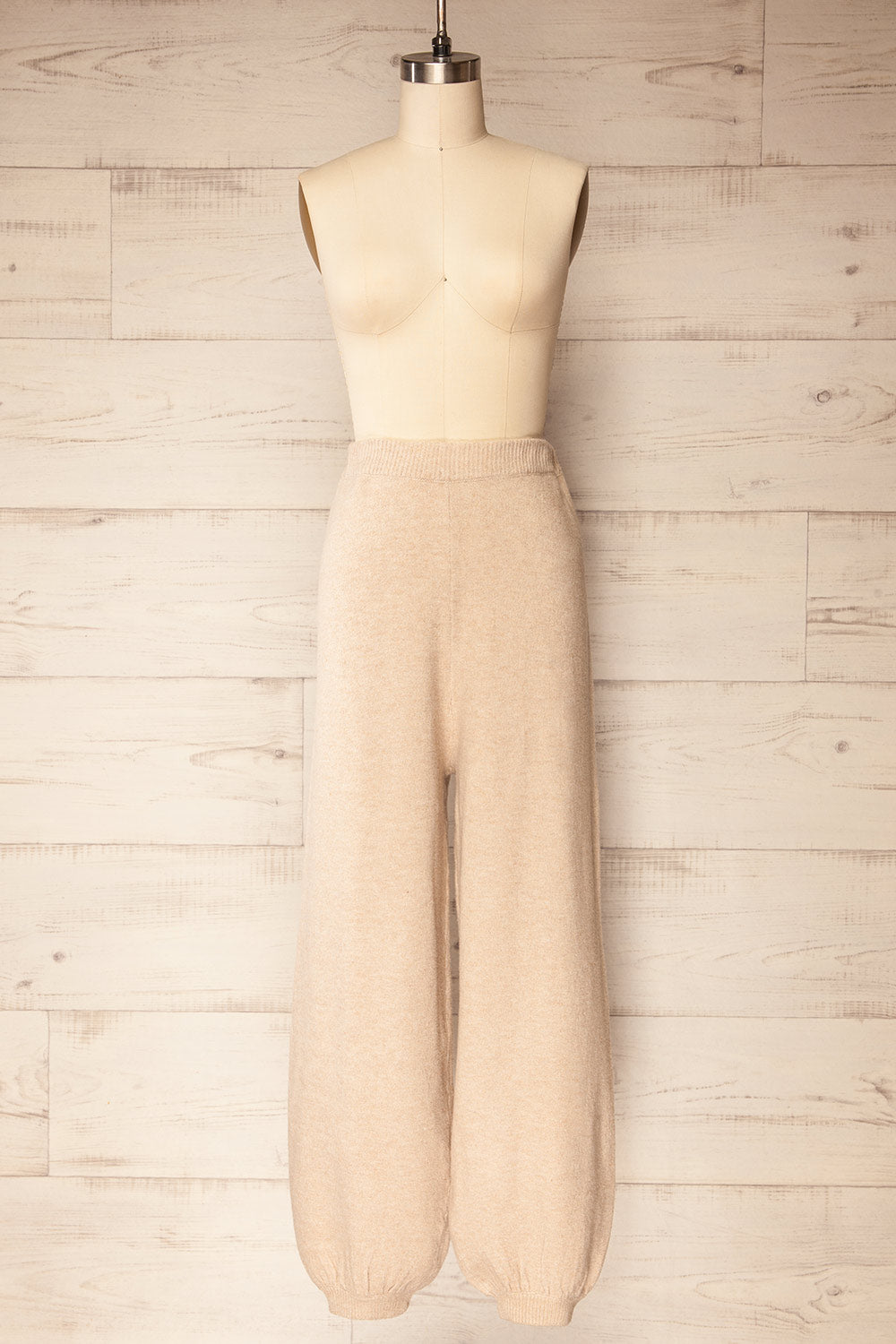 Kano Beige Knitted Set with Scarf | La petite garçonne pants view