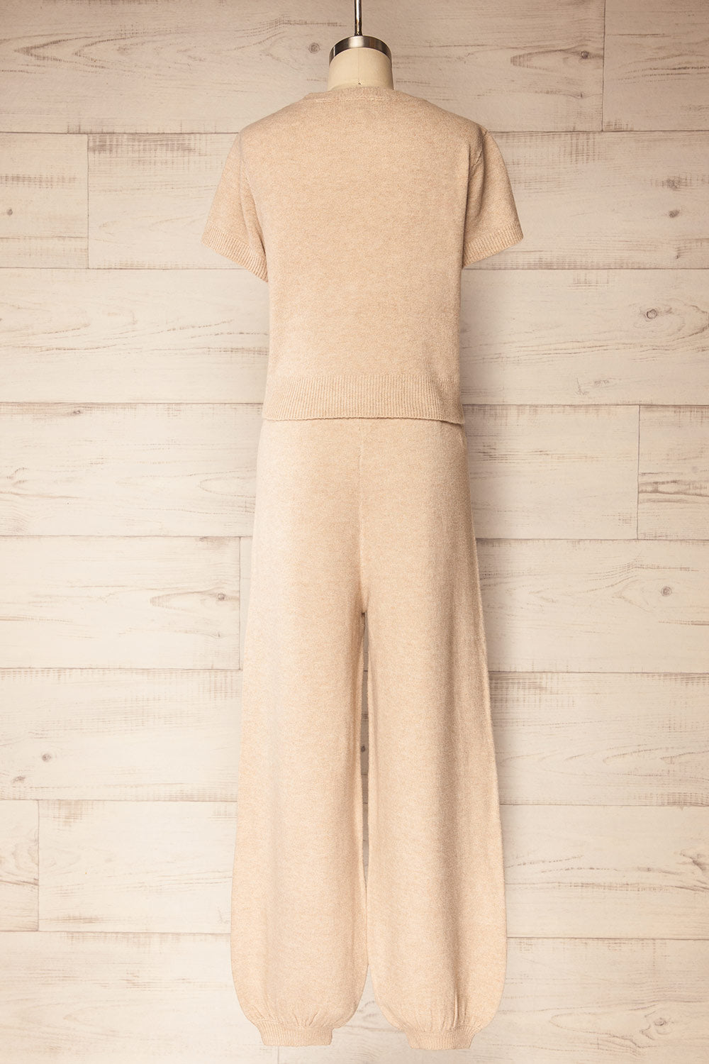 Kano Beige Knitted Set with Scarf | La petite garçonne back view