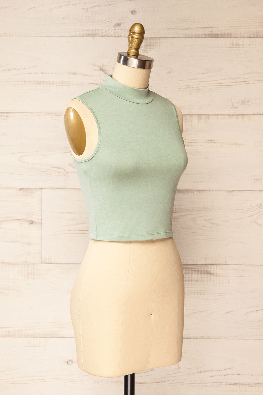 Karachi Sage Crop Top w/ Mock Neck | La petite garçonne side view