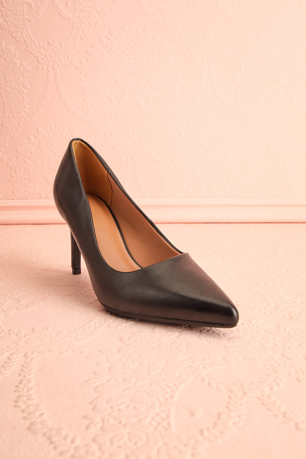 Karah Black Pointed-Toe Pumps | Boutique 1861 front view