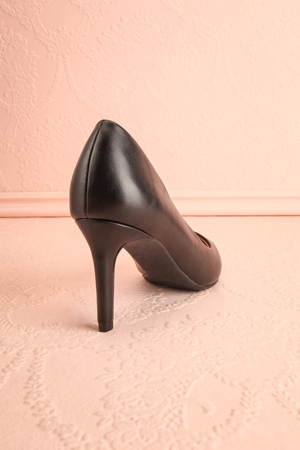 Karah Black Pointed-Toe Pumps | Boutique 1861 back view