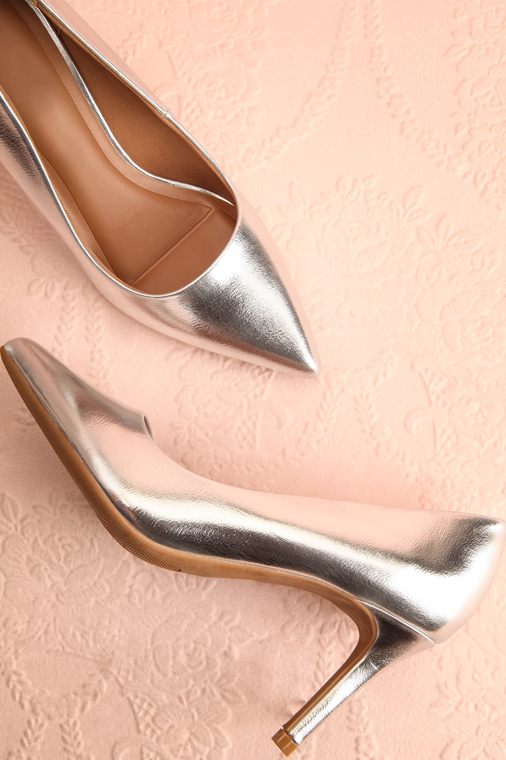 Karah Silver Pointed-Toe Pumps | Boutique 1861 flat view