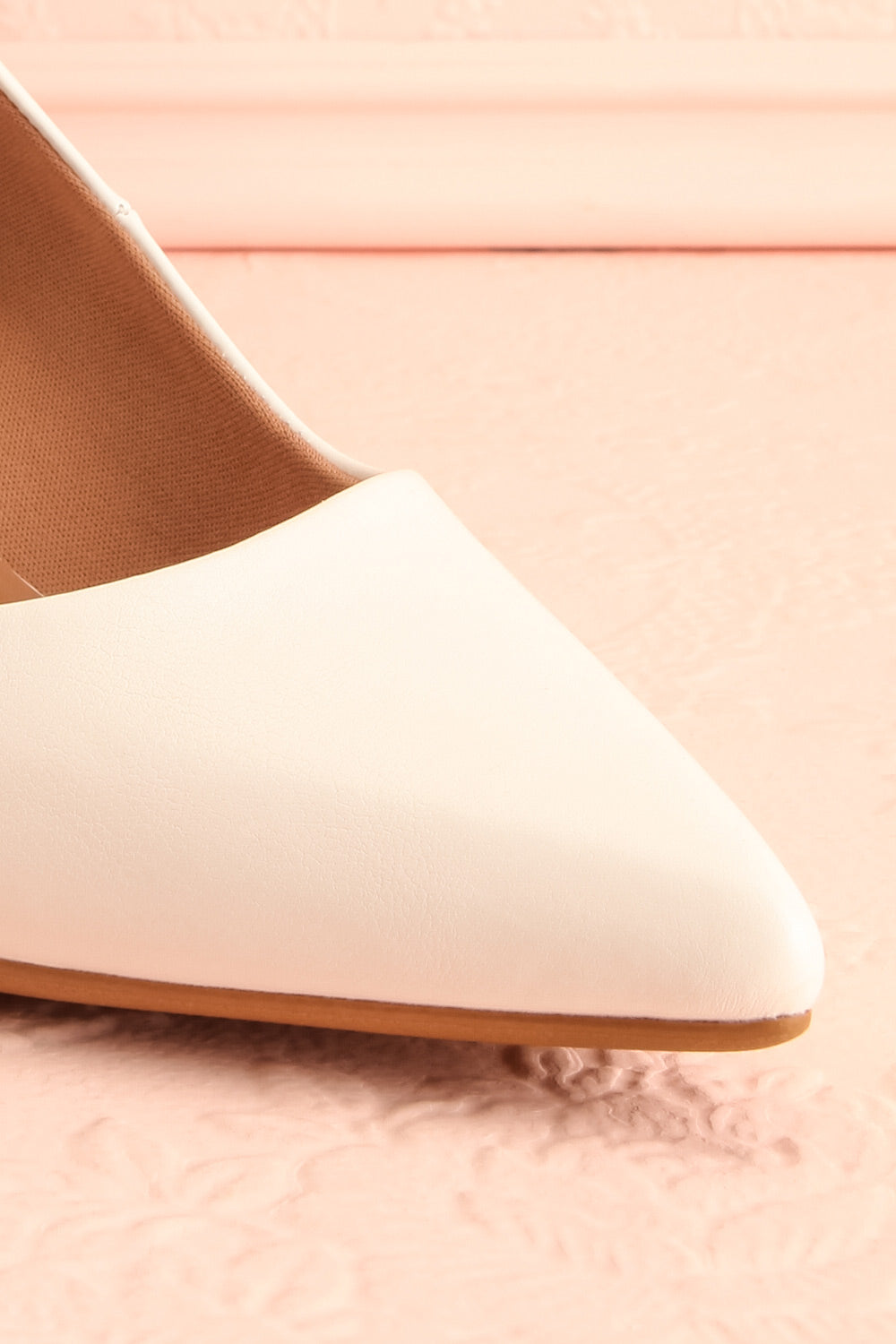 Karah White Pointed-Toe Pumps | Boutique 1861 front close-up