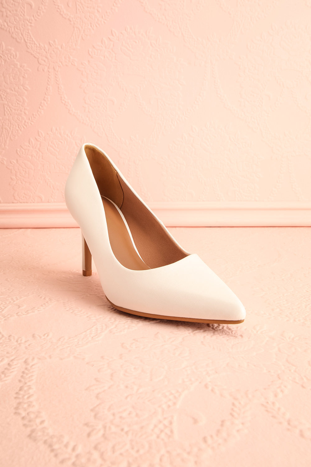 Karah White Pointed-Toe Pumps | Boutique 1861 front view