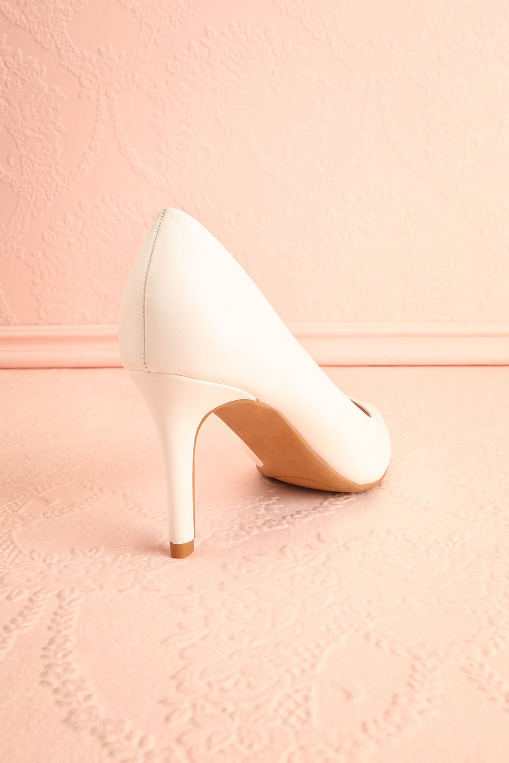 Karah White Pointed-Toe Pumps | Boutique 1861 back view