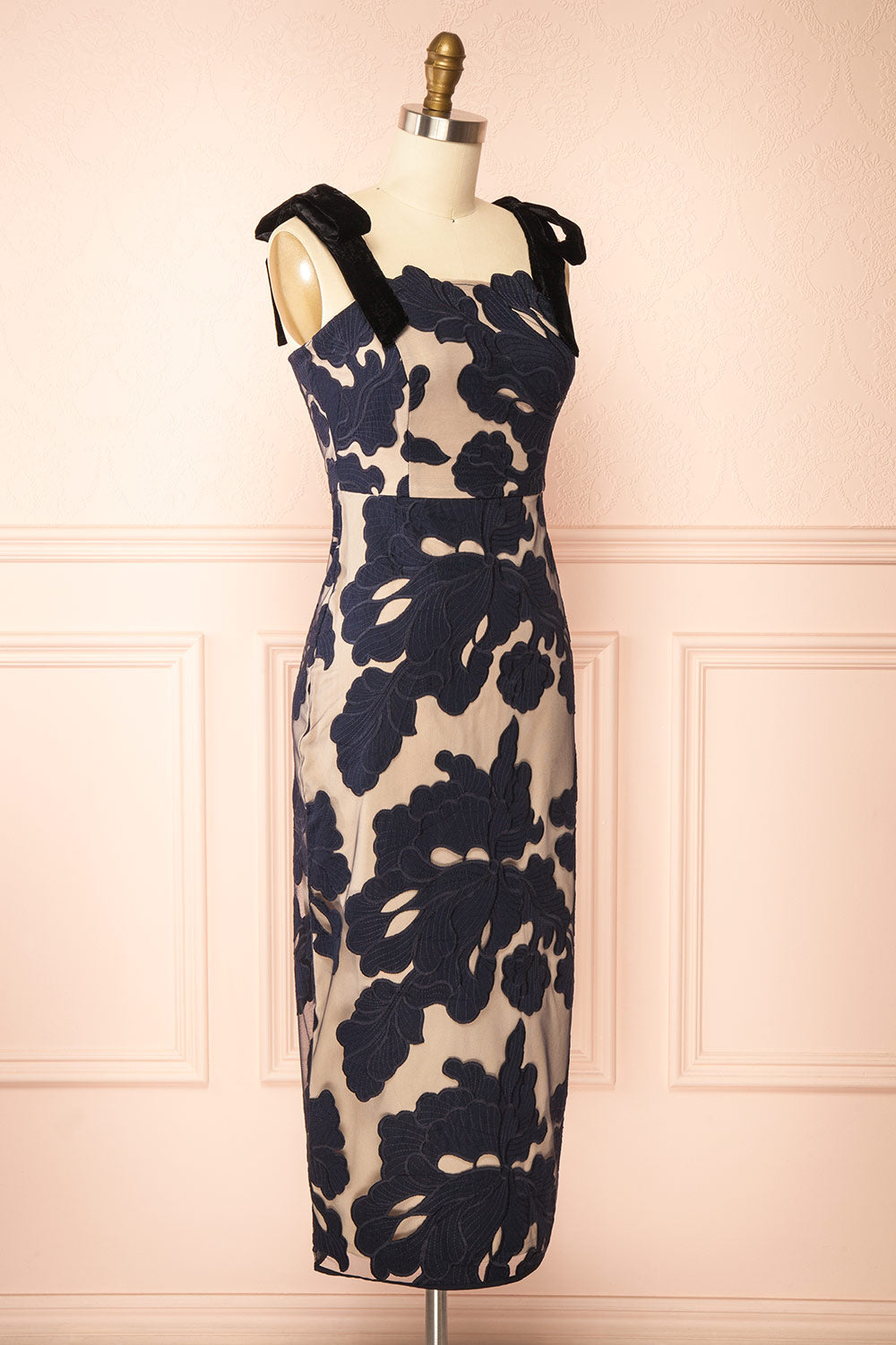 Karima Floral Dress with Velvet Straps | Boutique 1861 side view
