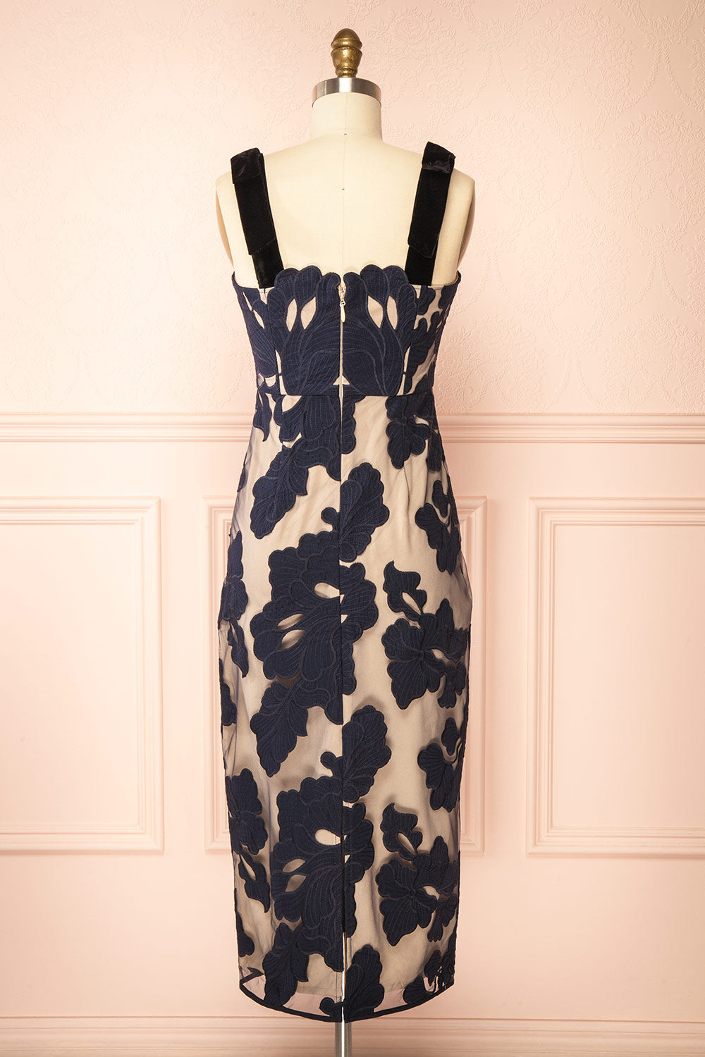 Karima Floral Dress with Velvet Straps | Boutique 1861 back view