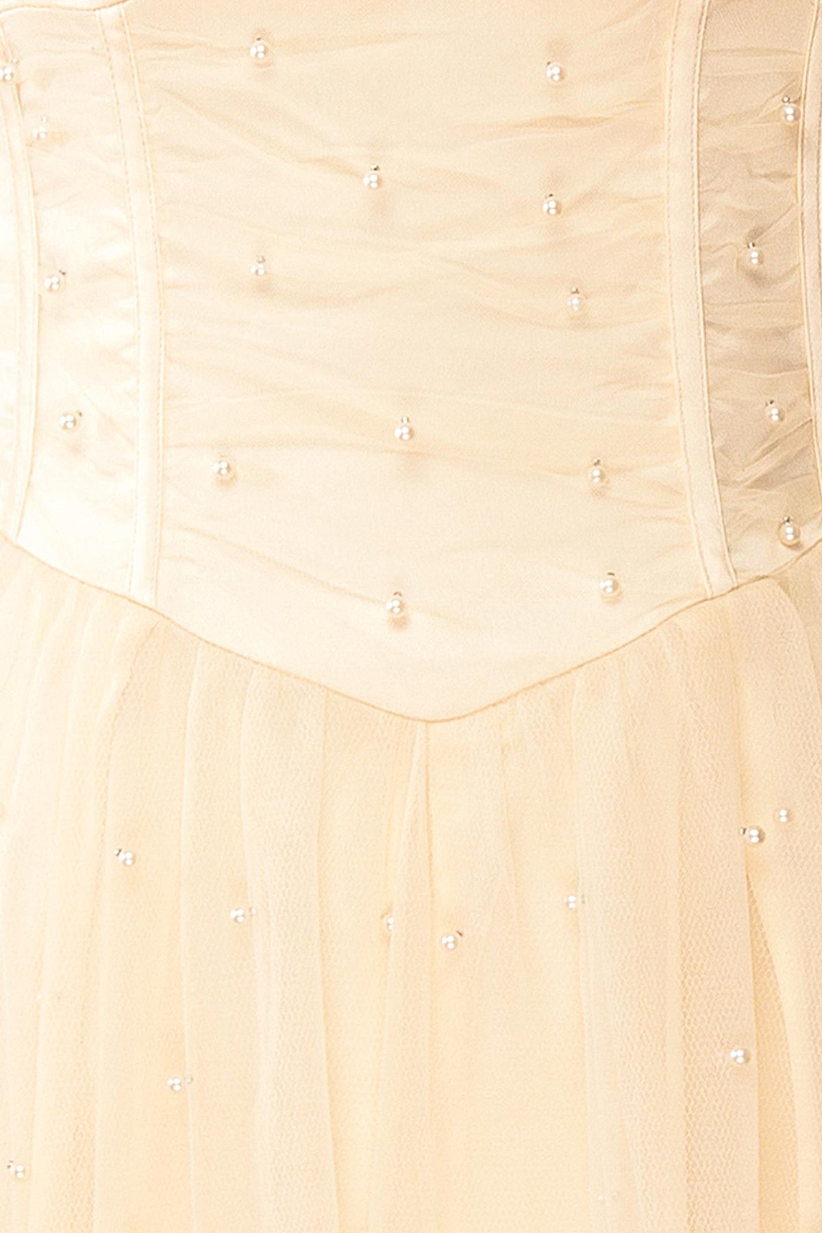 Kaska Ivory | Midi Tulle Dress with Pearls