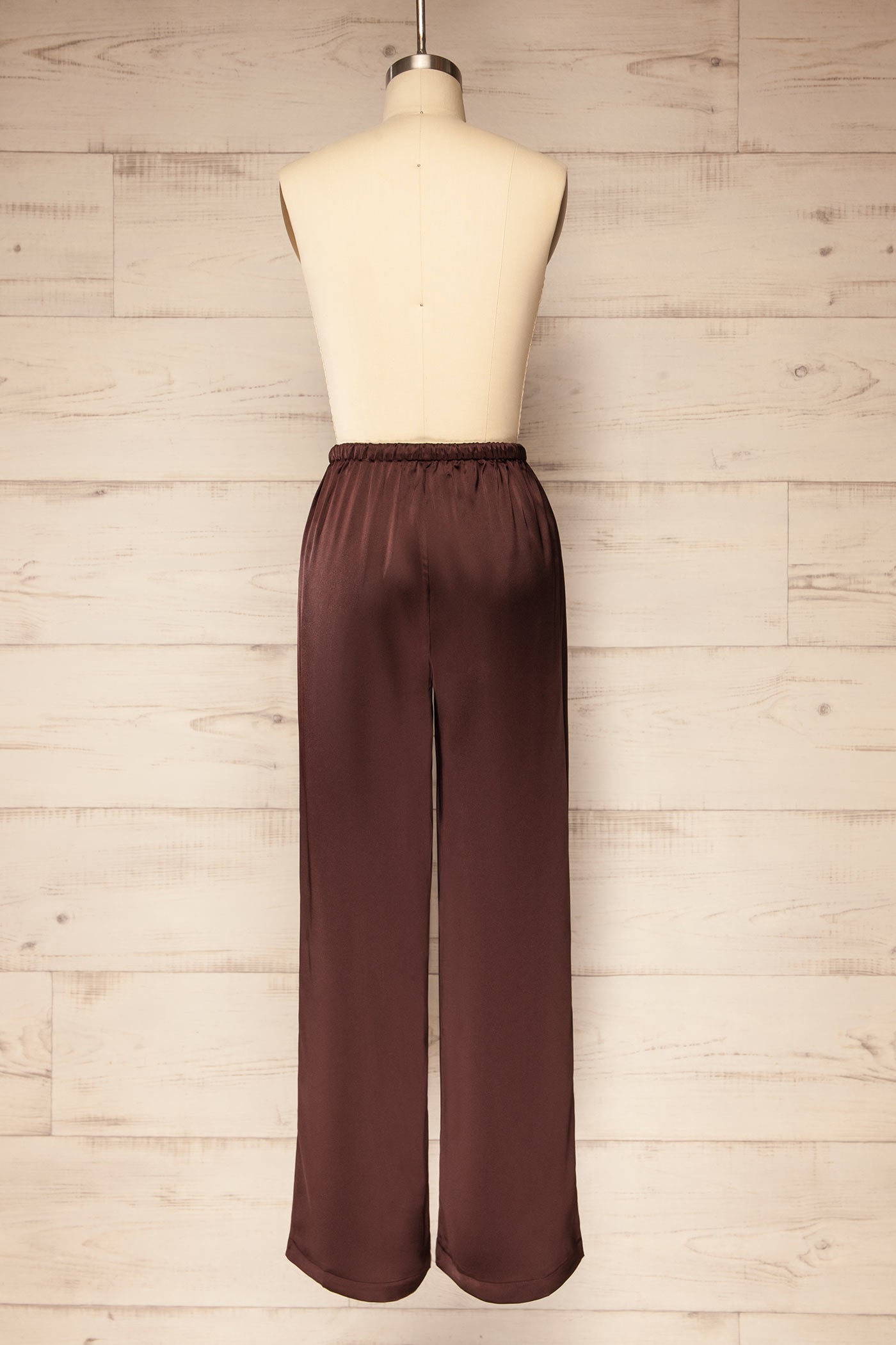Katihar Brown Satin Straight Leg Pants | La petite garçonne back 
