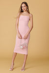 Kavala Pink Fitted Midi Dress | La petite garçonne on model