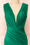 Kaya Green Draped Mermaid Gown | Boudoir 1861 front close-up