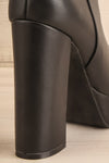 Kaylean Black Platform Heeled Ankle Boots | La petite garçonne back close-up