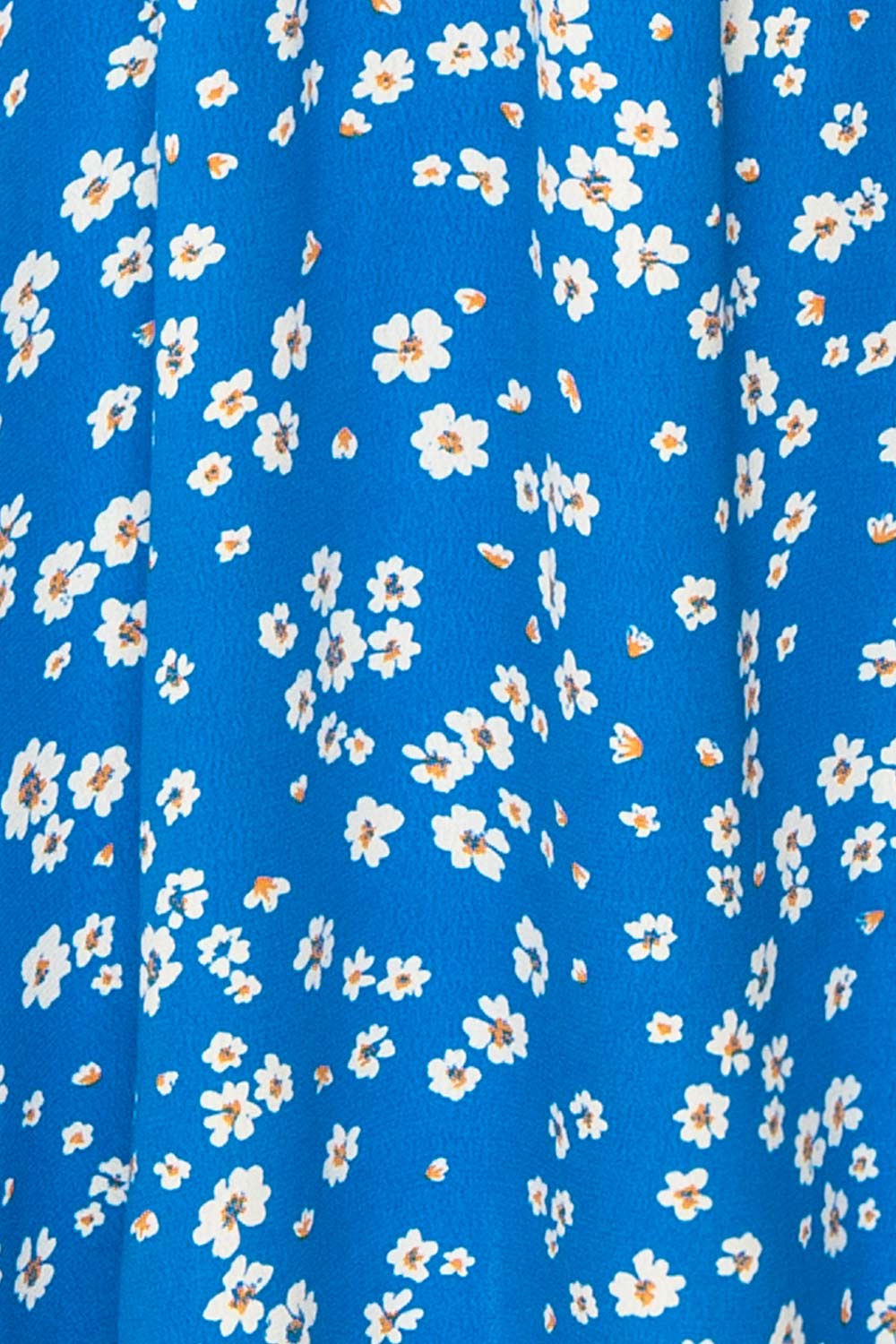 Kazuha Blue Floral Midi Dress w/ Short Sleeves | Boutique 1861  fabric