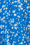 Kazuha Blue Floral Midi Dress w/ Short Sleeves | Boutique 1861  fabric