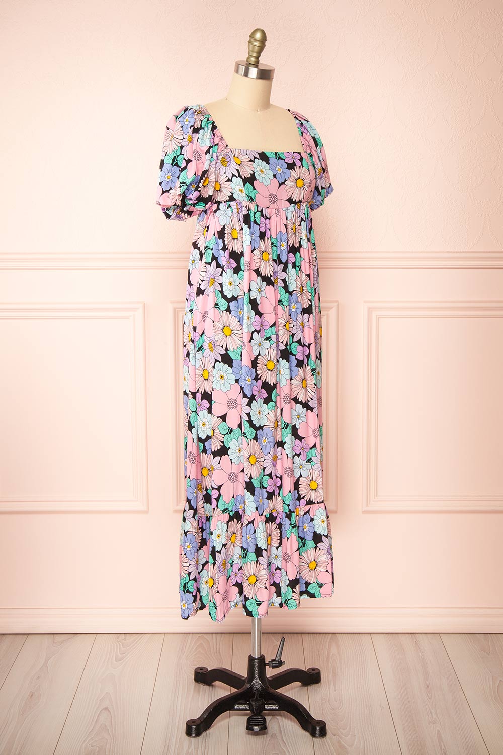 Kelani Floral Midi Dress w/ Empire Waist | Boutique 1861 side view