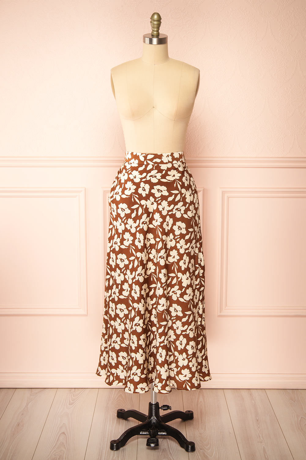 Kelly Brown | Floral Satin Midi Skirt w/ Pockets