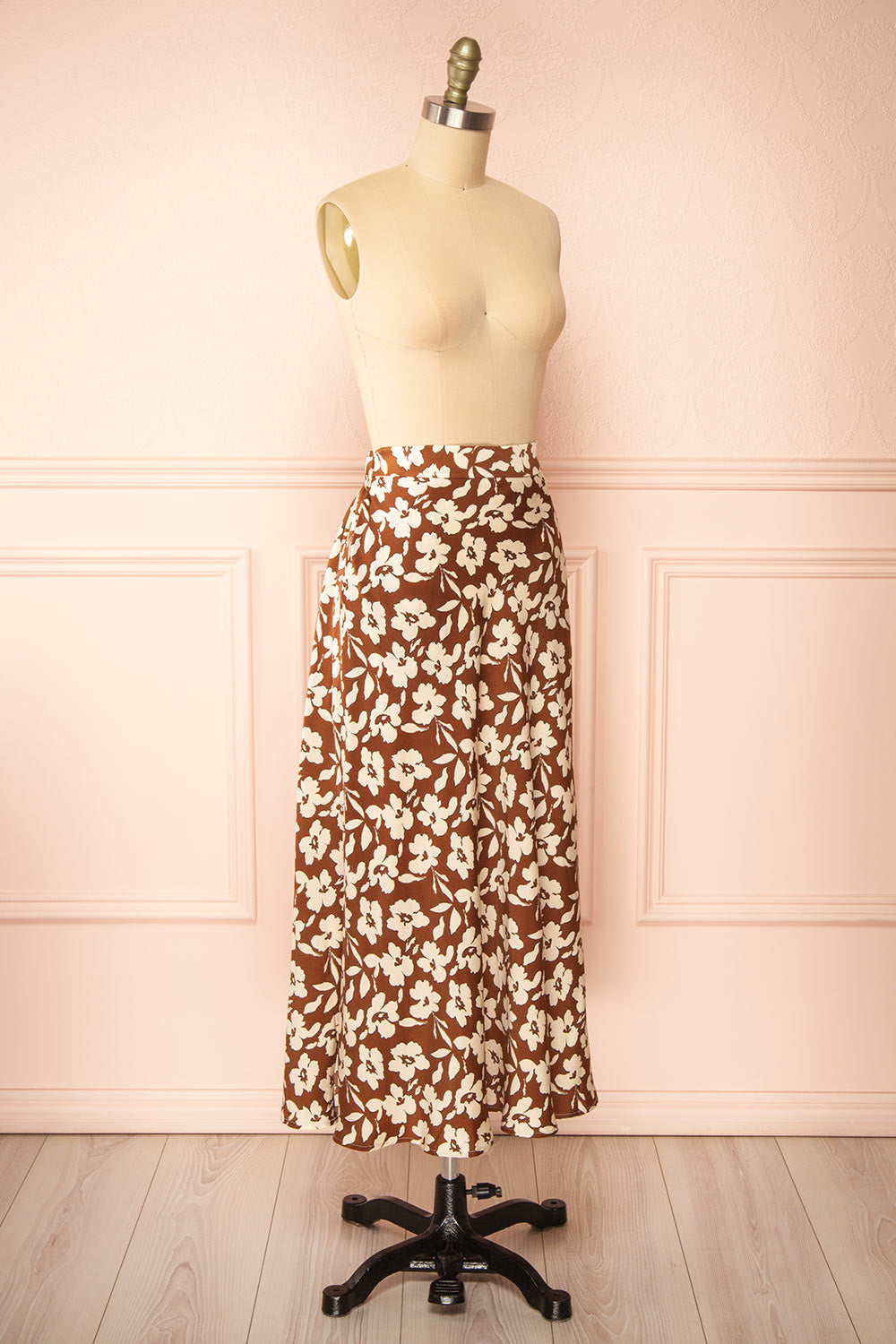 Kelly Brown | Floral Satin Midi Skirt w/ Pockets