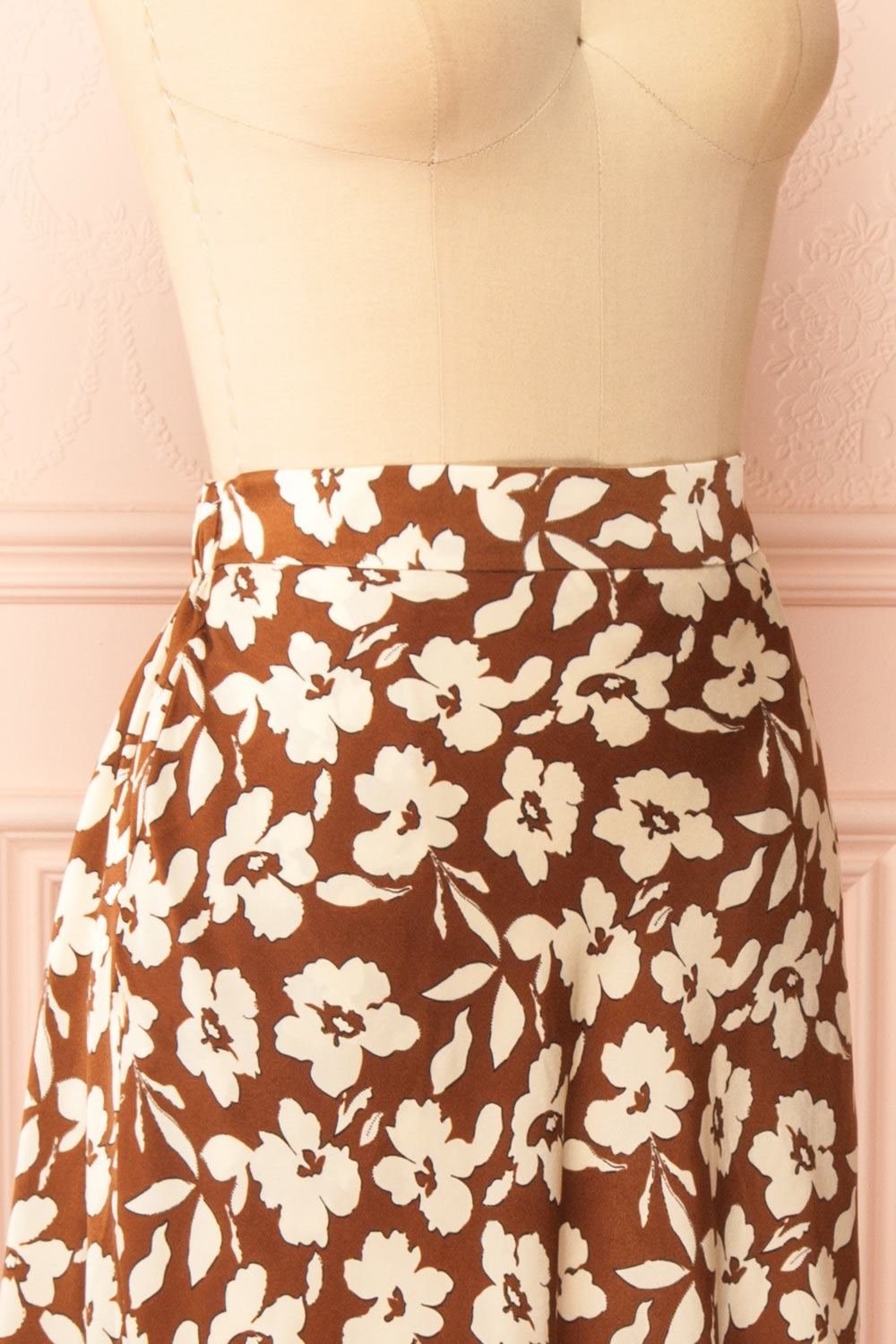 Kelly Brown | Floral Satin Midi Skirt w/ Pockets