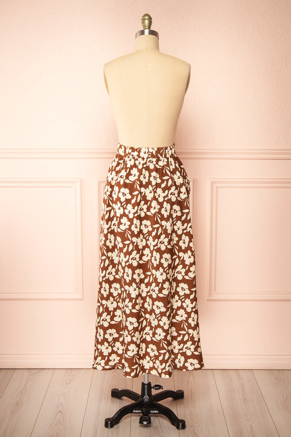 Kelly Brown | Floral Satin Midi Skirt w/ Pockets