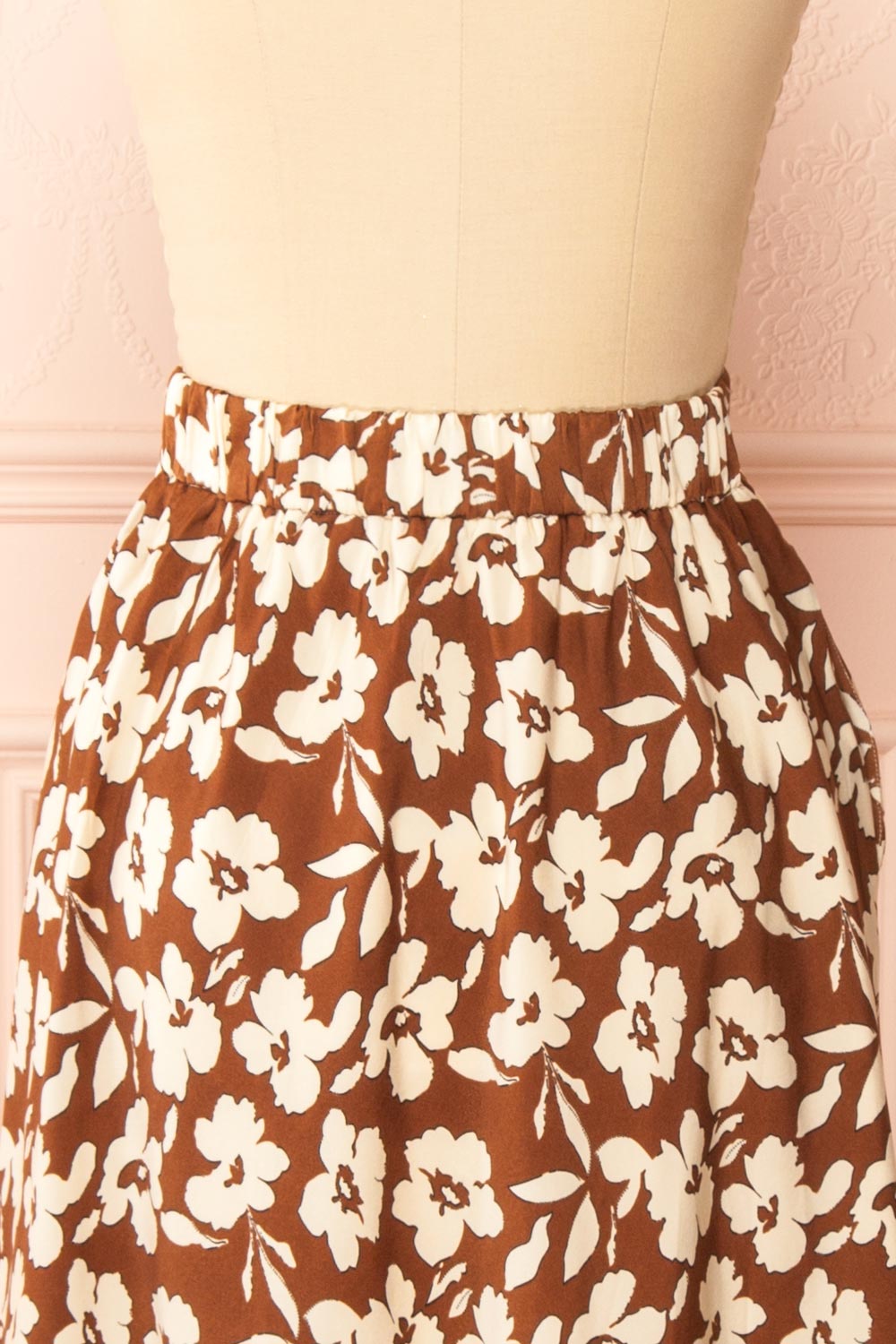 Kelly Brown | Floral Satin Midi Skirt w/ Pockets