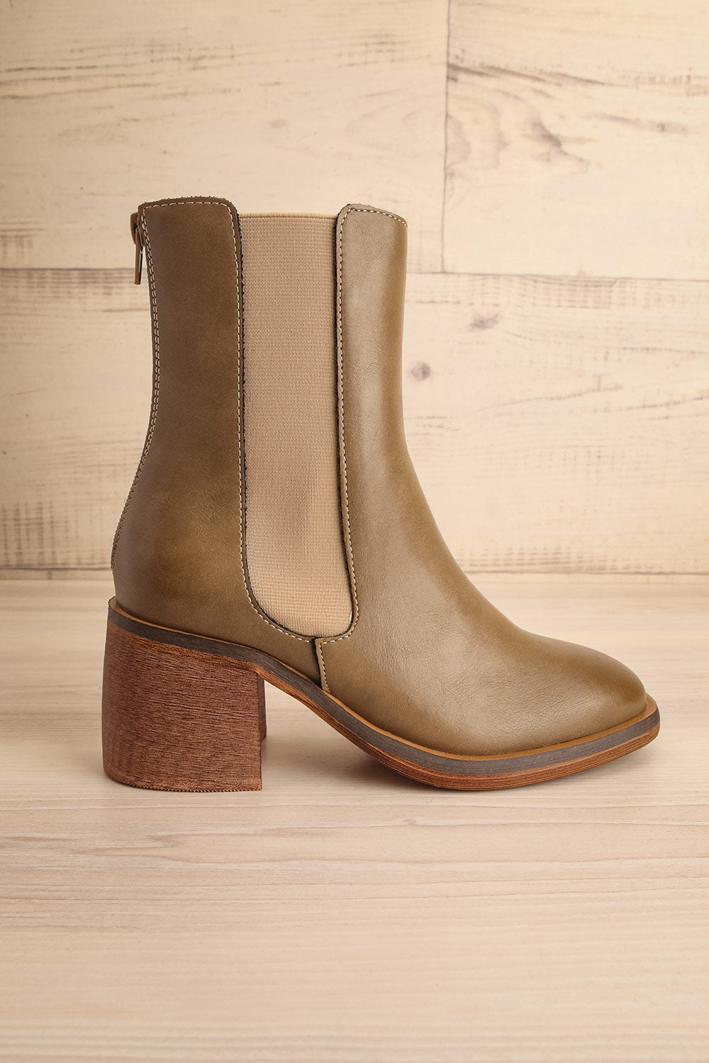 Kelso Khaki Platform Heeled Boots | La petite garçonne view