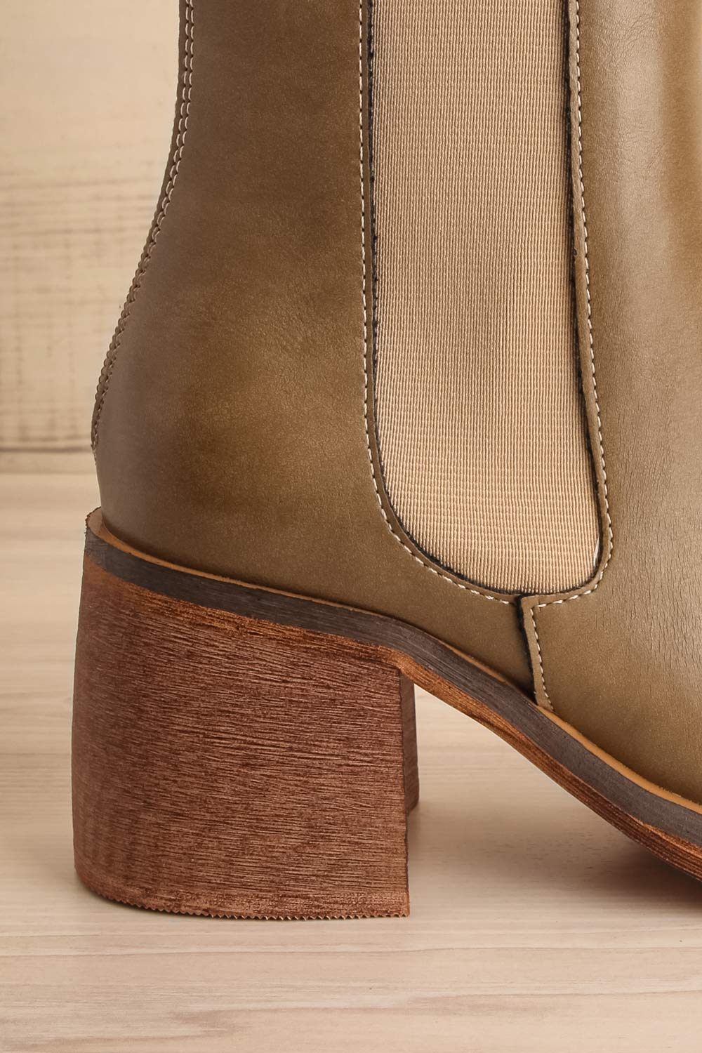 Kelso Khaki Platform Heeled Boots | La petite garçonne heel
