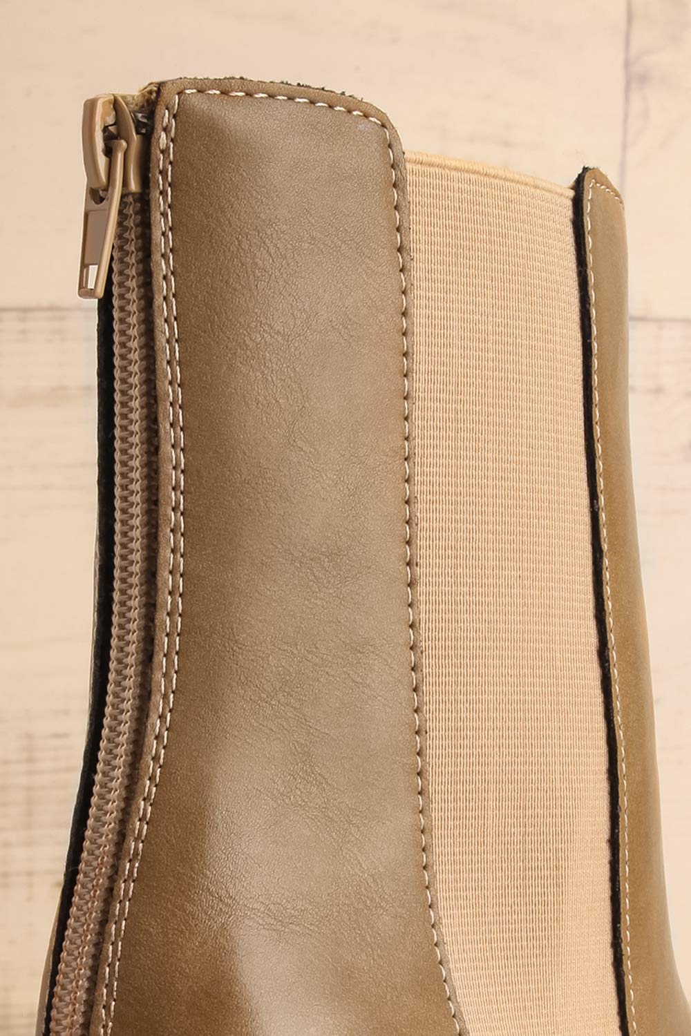 Kelso Khaki Platform Heeled Boots | La petite garçonne details 