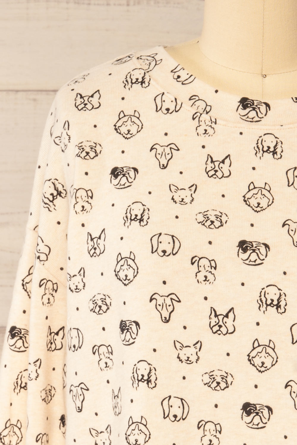 Kemmy Beige Pyjama Top w/ Dog Print | La petite garçonne front