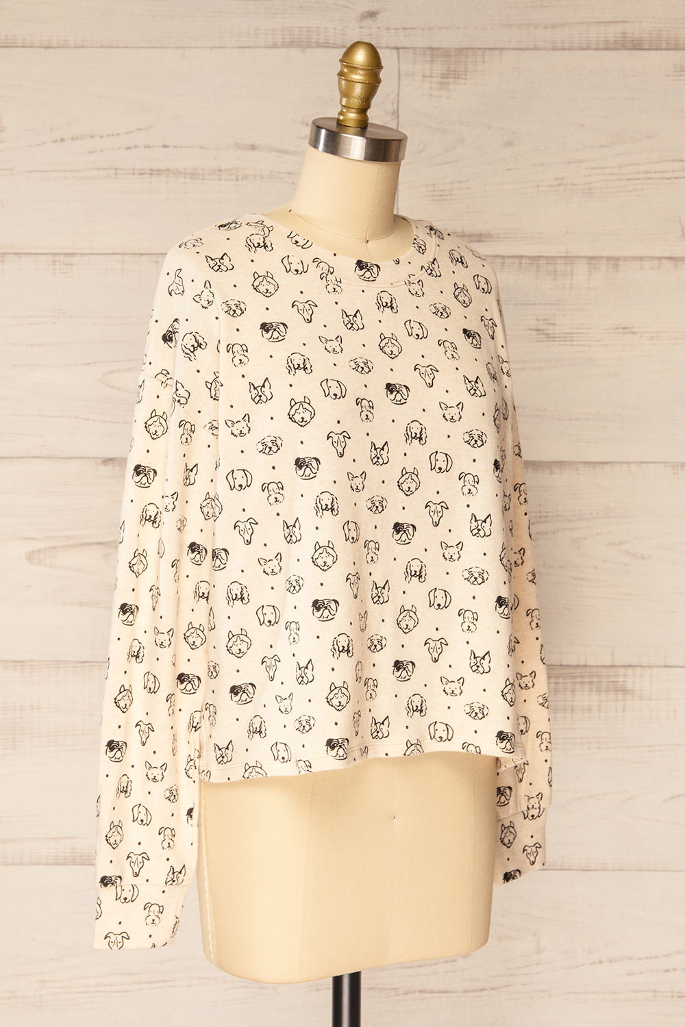 Kemmy Beige Pyjama Top w/ Dog Print | La petite garçonne side view