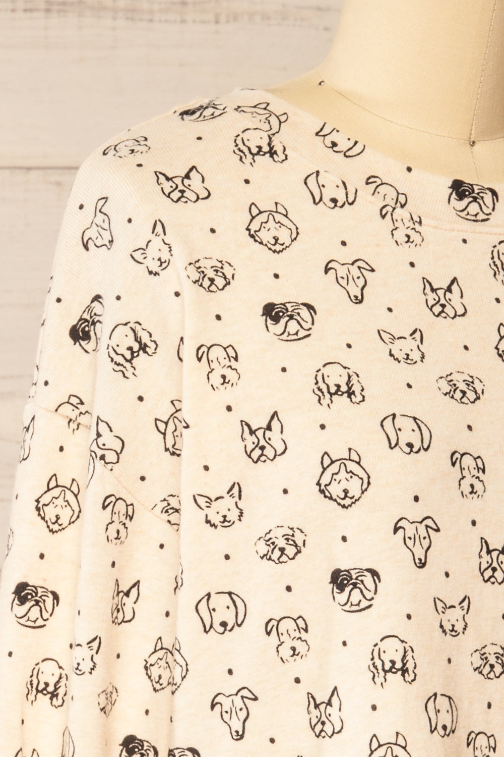 Kemmy Beige Pyjama Top w/ Dog Print | La petite garçonne side