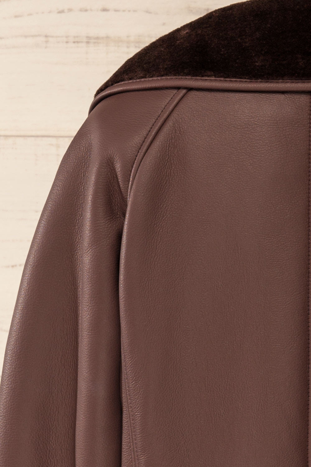 Kempsey Brown Faux Leather Coat | La petite garçonne back