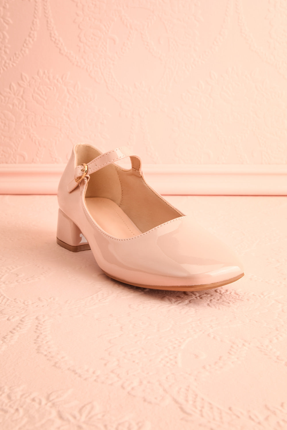 Kerati Beige Square Toe Mary Jane Heels | Boutique 1861 front view