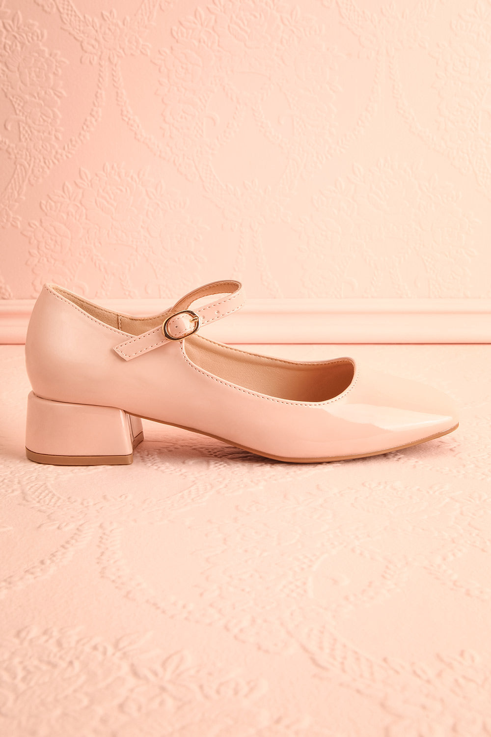 Kerati Beige Square Toe Mary Jane Heels | Boutique 1861 side view