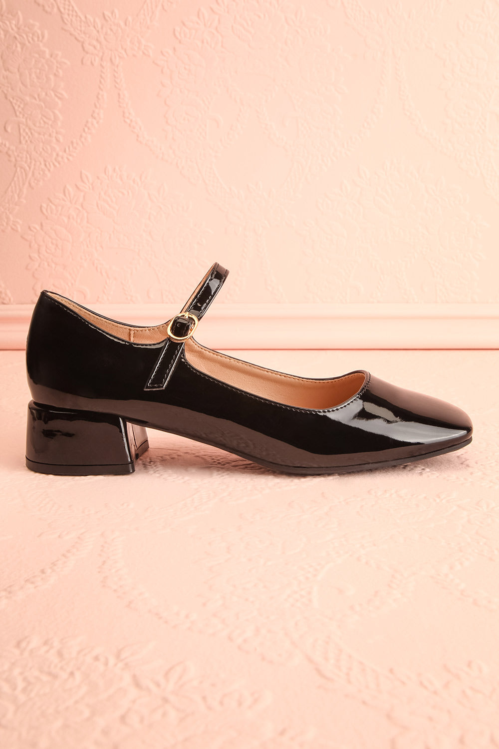 Kerati Black Square Toe Mary Jane Heels | Boutique 1861 side view