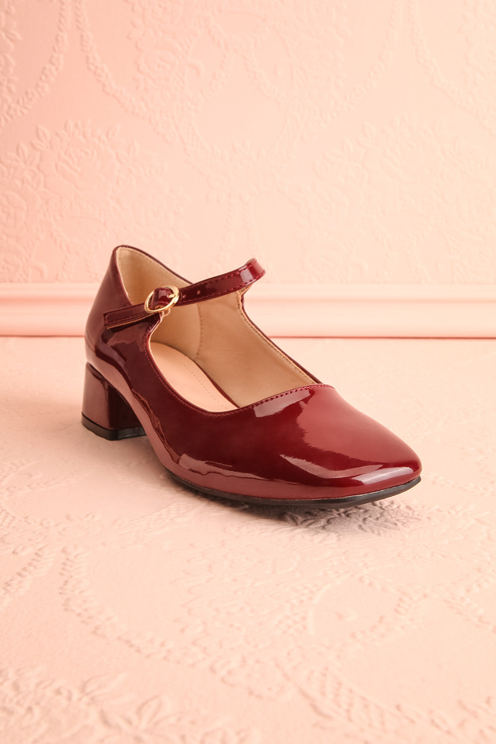 Kerati Burgundy Square Toe Mary Jane Heels | Boutique 1861 front view