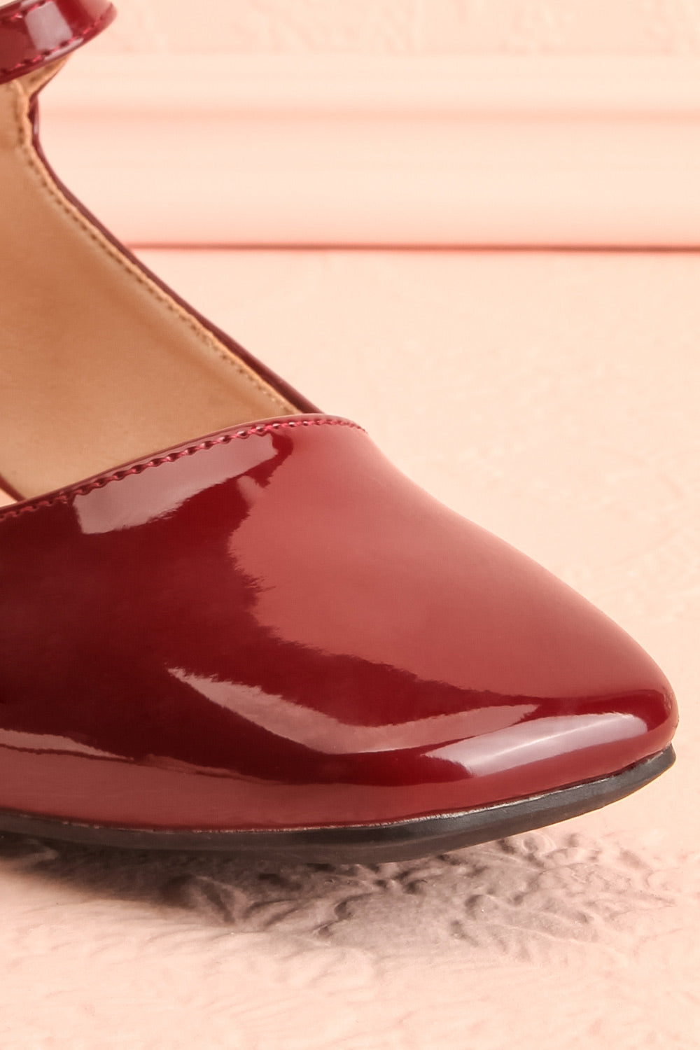 Kerati Burgundy Square Toe Mary Jane Heels | Boutique 1861 front close-up