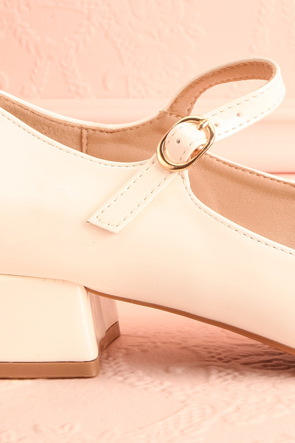 Kerati Ivory Square Toe Mary Jane Heels | Boutique 1861 side back close-up