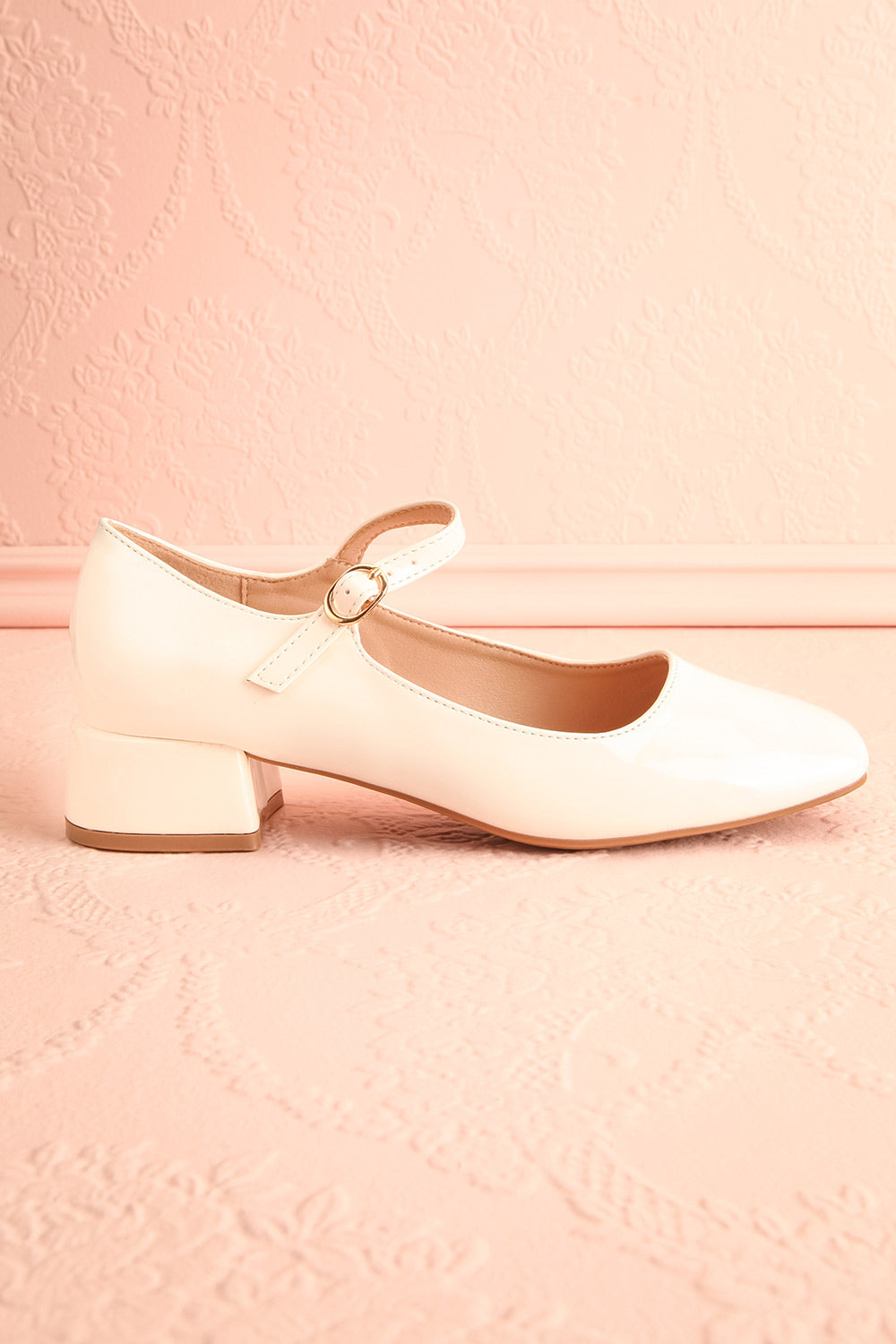 Kerati Ivory Square Toe Mary Jane Heels | Boutique 1861 side view